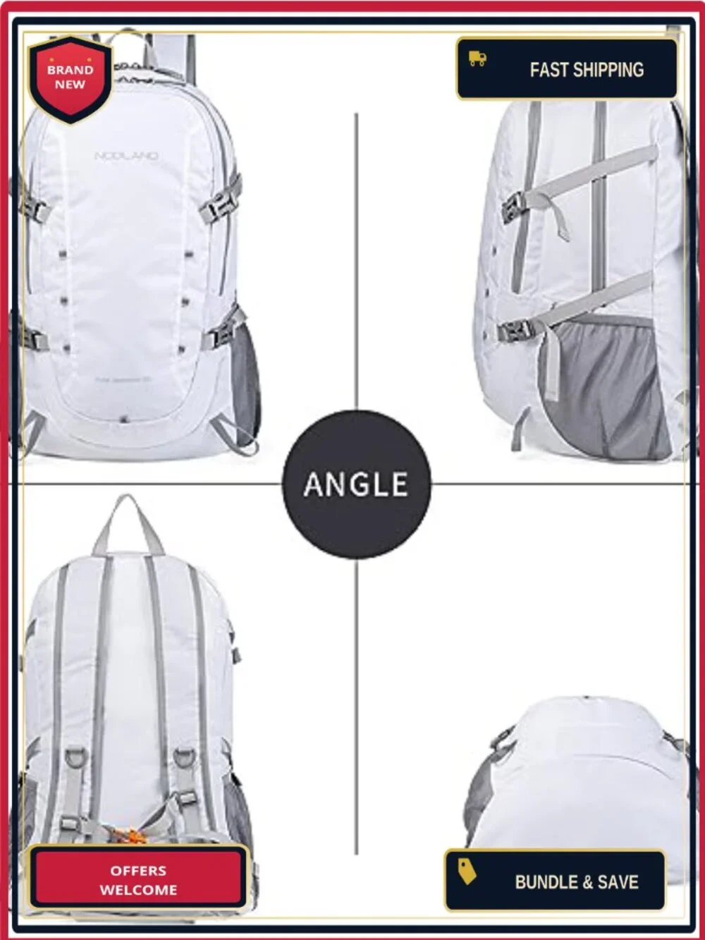 40L Foldable Water-Resistant Ripstop Nylon Backpack Hiking Camping Travel